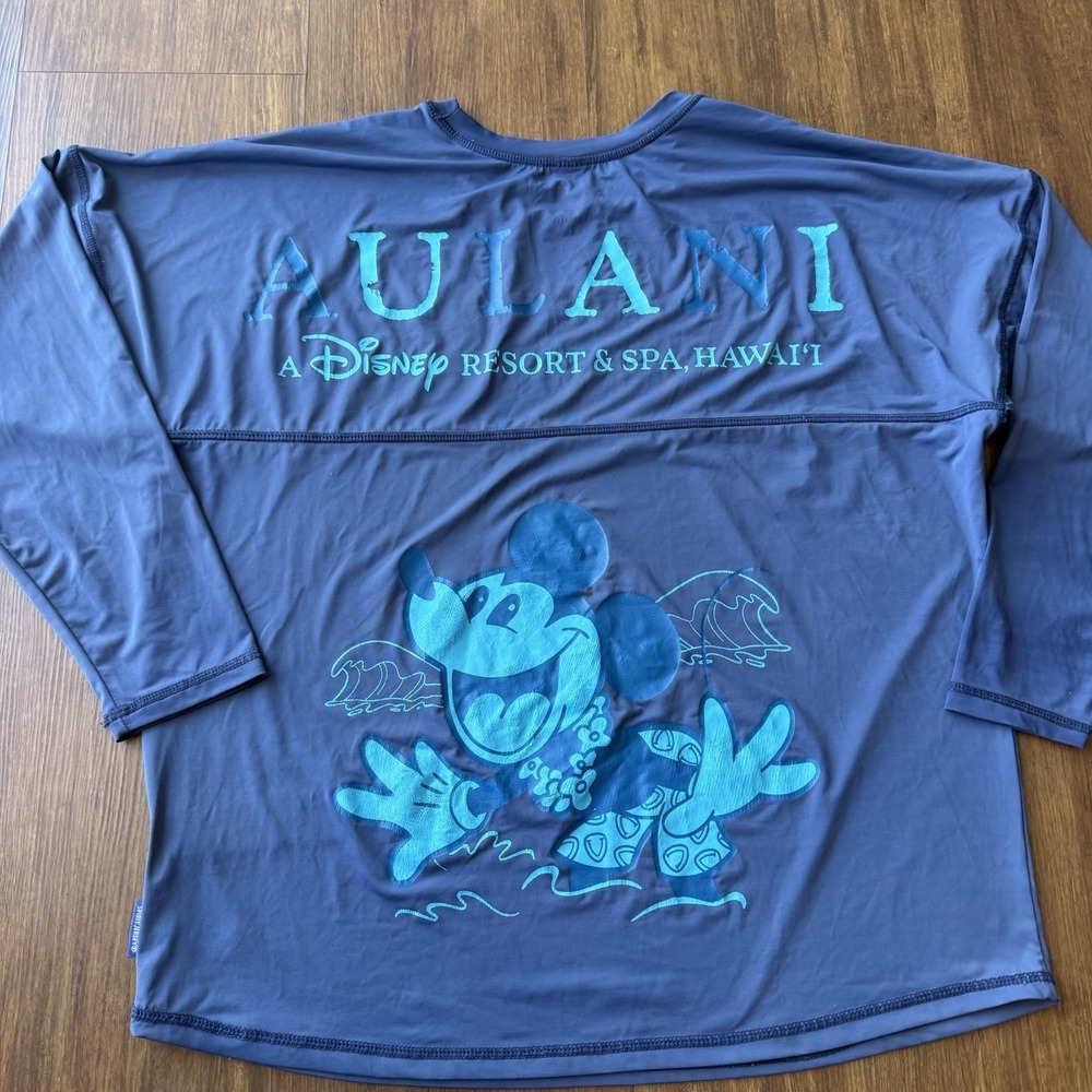 AULANI Spirit Jersey Rash Guard Youth XL Kids Blue Swim Shirt Pool Sun Mickey